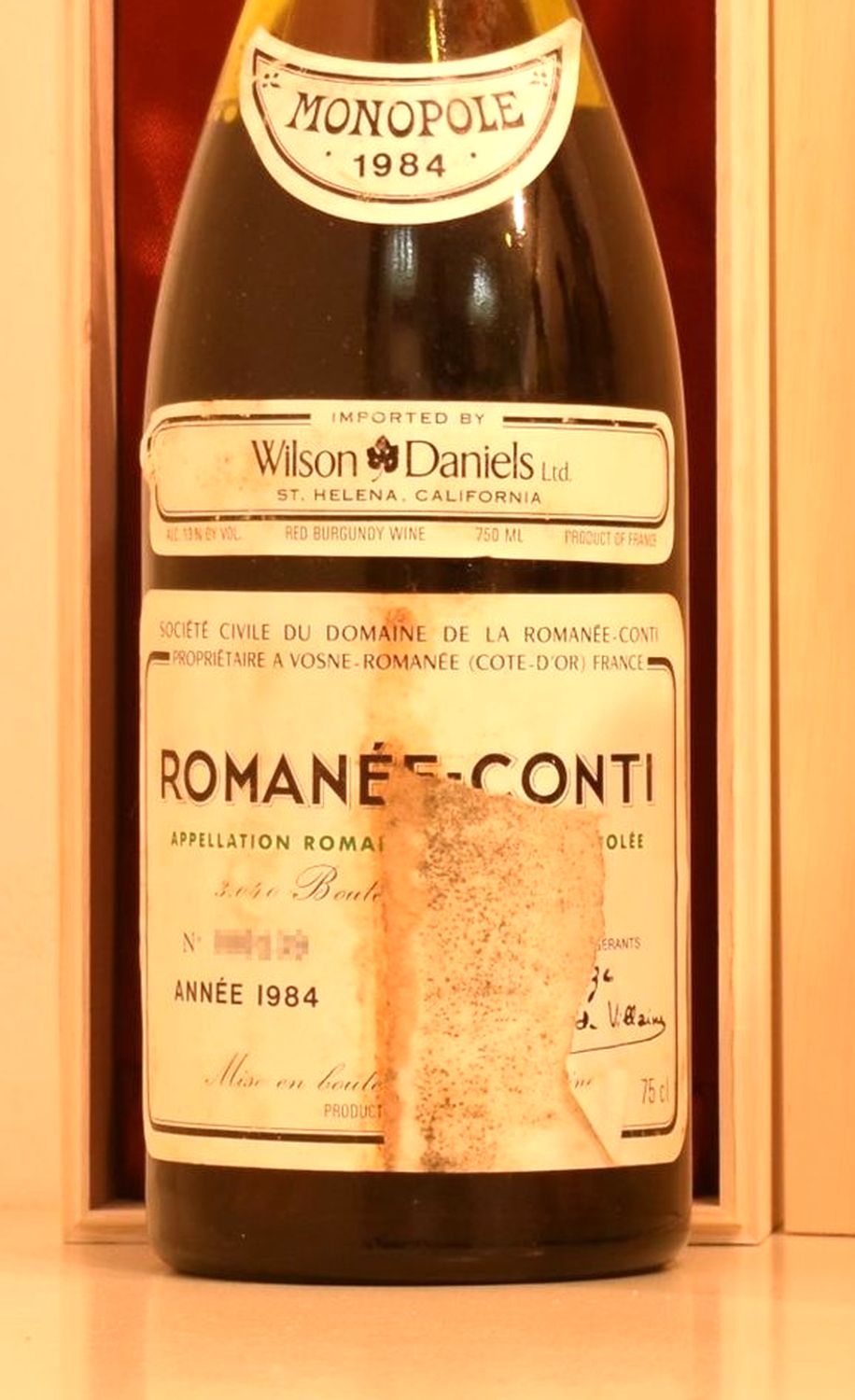 １９８４年 DRC ロマネ・コンティ（ラベルの状態をお確かめください） 赤ワインのラベル画像